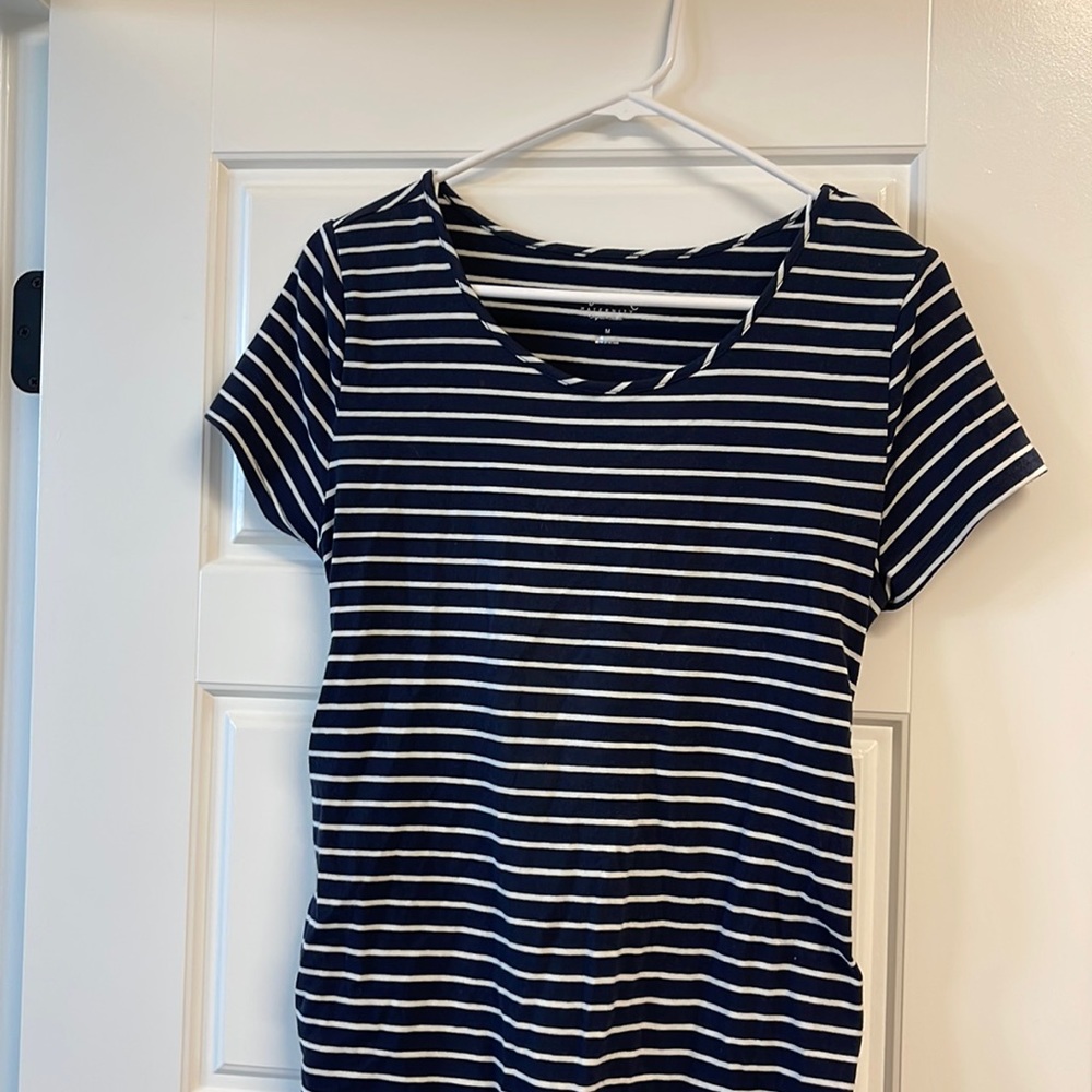 Blue and white stripped maternity dress